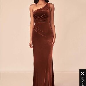 Azazie bridesmaid dress. Terracotta. Size 10 worn once, unaltered.